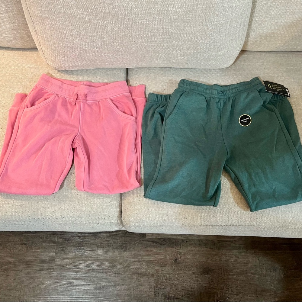 2 Pairs Girls Size 8 Sweatpants/Joggers in Pink & Green (Art Class & Cat & Jack)
